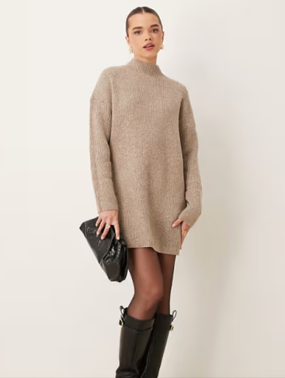 Abercrombie & Fitch Beige Roll Neck Knitted Dress XS NWT
